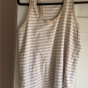 Lululemon Athletica Beige and White Striped Tank Top used look like new